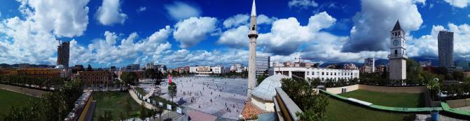 Tirana Skanderbeg Square Panorama View